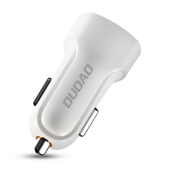 Dudao car kit charger 2x USB 2.4A + cable USB 3in1 Lightning / Type C / micro USB cable white (R7 white)eng