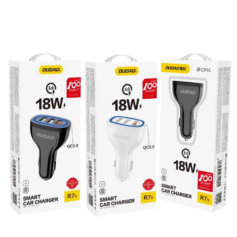 Dudao Car Charger Quick Charge Quick Charge 3.0 QC3.0 2.4A 18W 3x USB Black (R7S black)eng