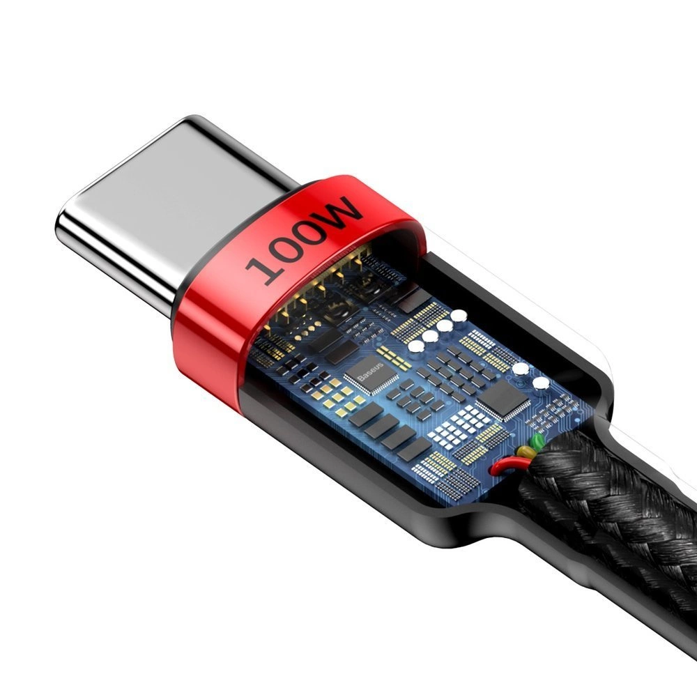 Baseus CATKLF-AL91 USB-C - USB-C PD QC cable 100W 5A 480Mb/s 2m - black and redeng