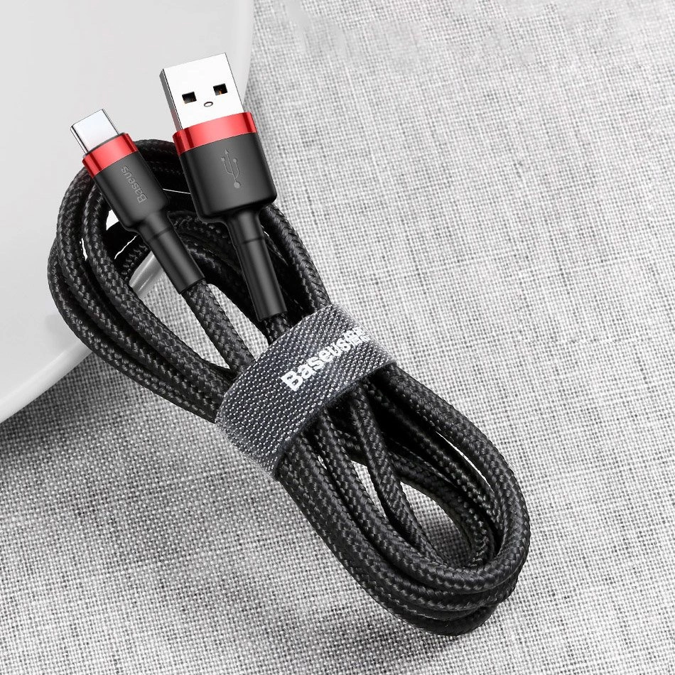 Baseus Cafule Cable Durable Nylon Cable USB / USB-C QC3.0 2A 3M Red (CATKLF-U09)eng