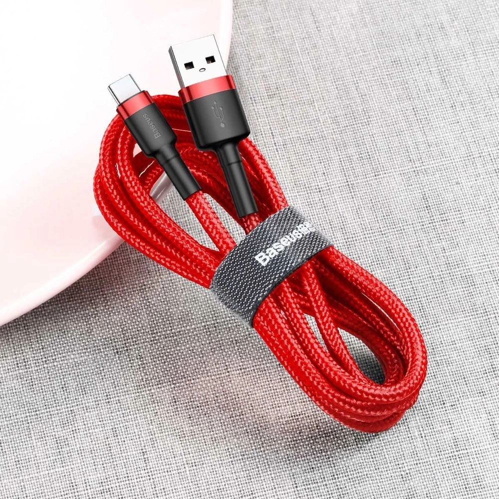 Baseus Cafule Cable Durable Nylon Cable USB / USB-C QC3.0 2A 3M Red (CATKLF-U09)eng