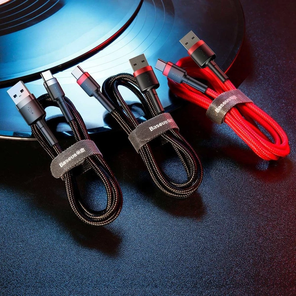 Baseus Cafule Cable Durable Nylon Cable USB / USB-C QC3.0 2A 3M Red (CATKLF-U09)eng