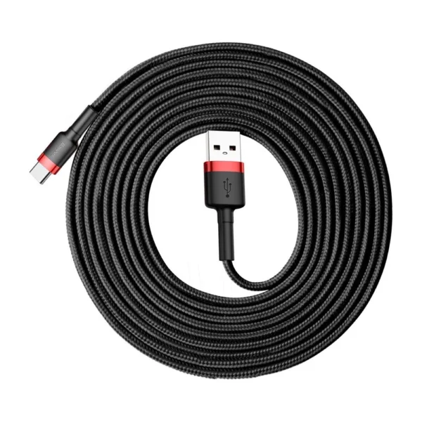 Baseus Cafule Cable Durable Nylon Cable USB / USB-C QC3.0 2A 3M Black-Red (CATKLF-U91)eng