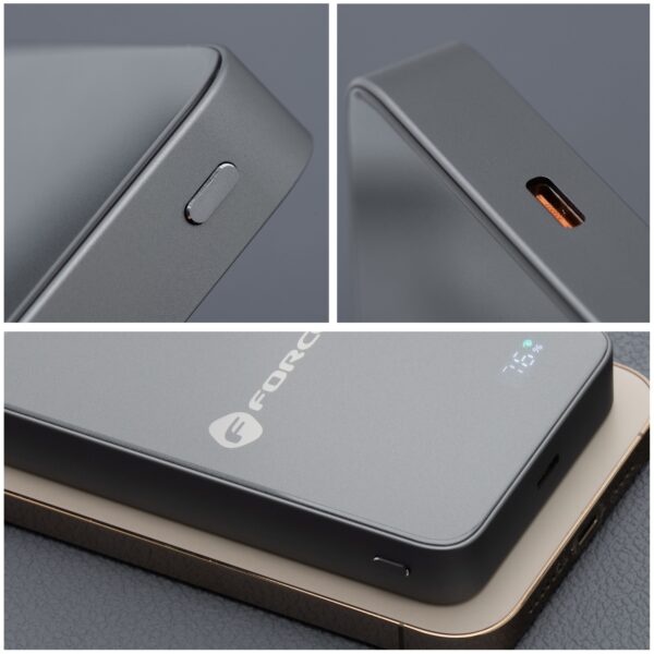 FORCELL F-ENERGY F10K8 Super Slim powerbank compatible with MagSafe PD3.0 QC4.0 15W 10000 mAh grey