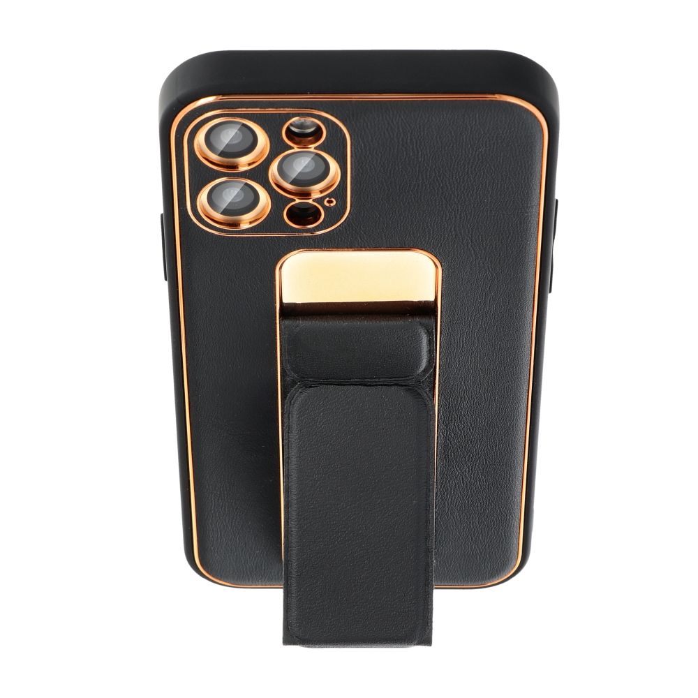 56f01f767134d82f88133718218c6bb1 LEATHER CASE KICKSTAND for IPHONE 15 Plus black