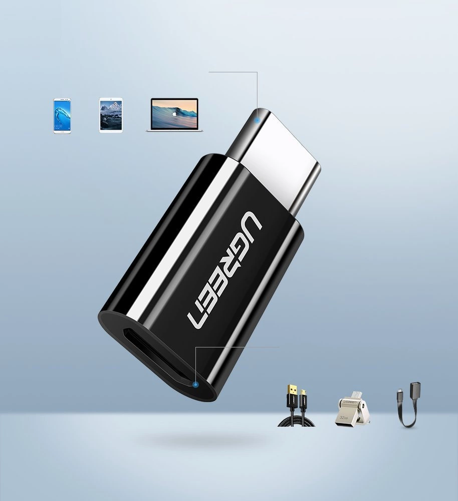 Ugreen adapter micro USB to USB Type C adapter black (30391)eng