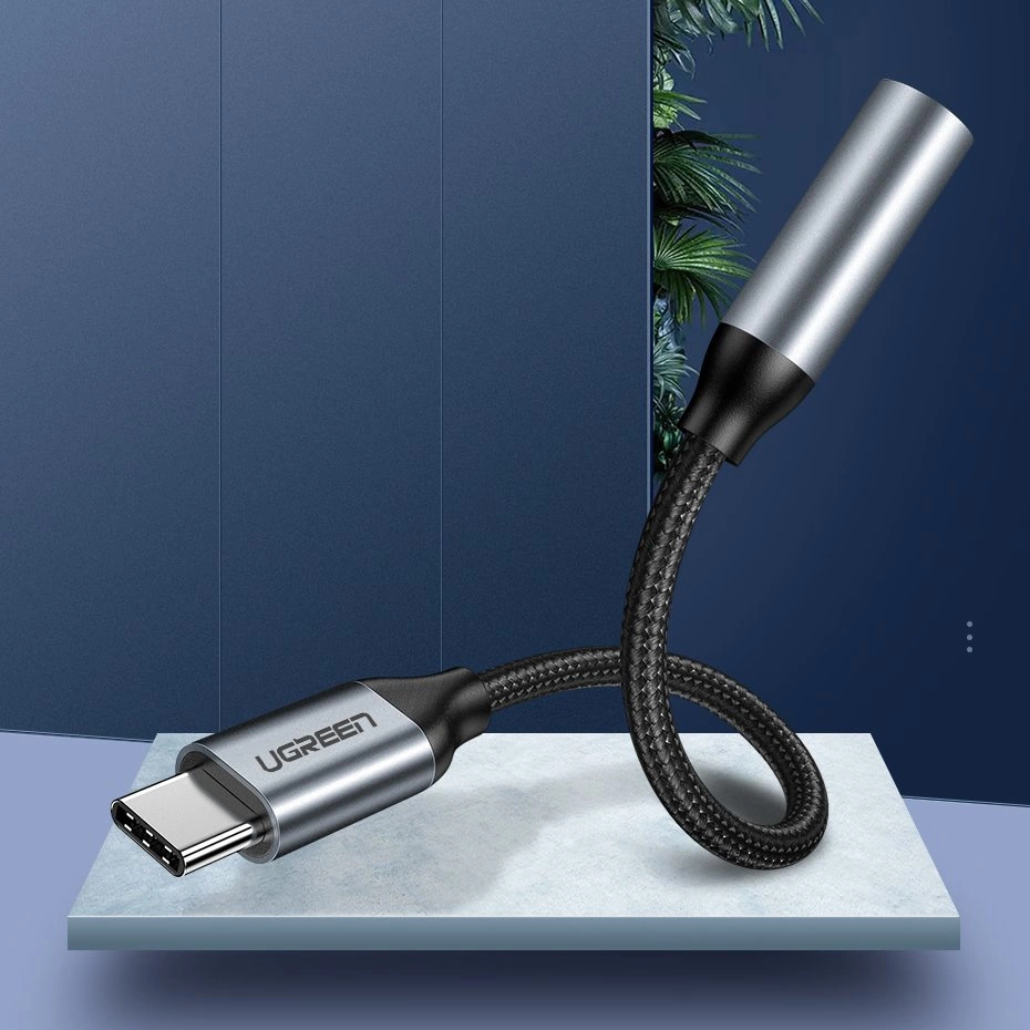 Ugreen Headphone Adapter with 3.5mm mini jack to USB Type C 10cm gray (30632)eng