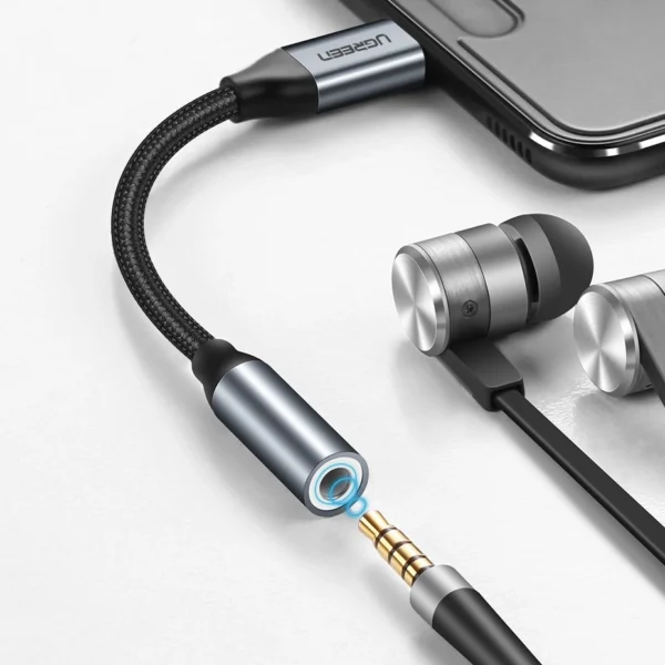 Ugreen Headphone Adapter with 3.5mm mini jack to USB Type C 10cm gray (30632)eng