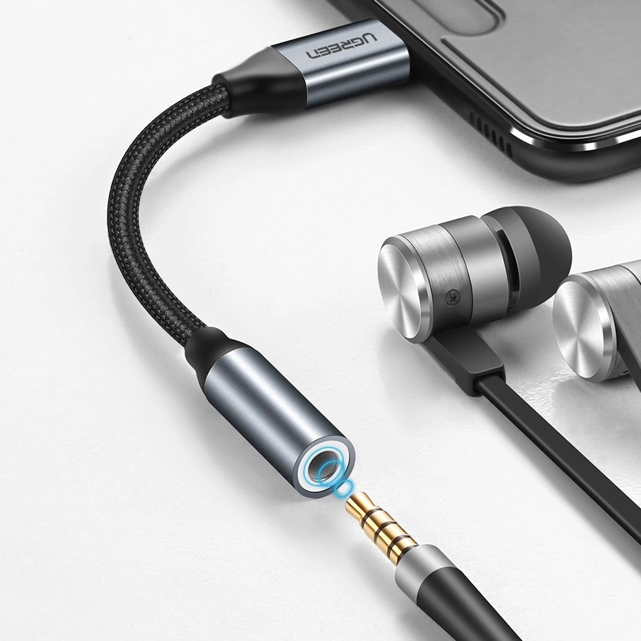 Ugreen Headphone Adapter with 3.5mm mini jack to USB Type C 10cm gray (30632)eng
