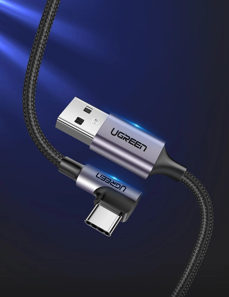 Ugreen US284 50942 USB-A (straight) / USB-C (angled) cable 3A 2m - grayeng