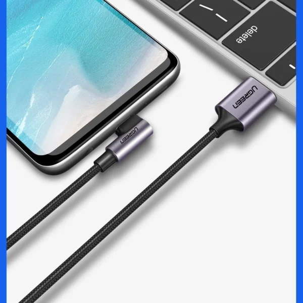 Ugreen US284 50942 USB-A (straight) / USB-C (angled) cable 3A 2m - grayeng