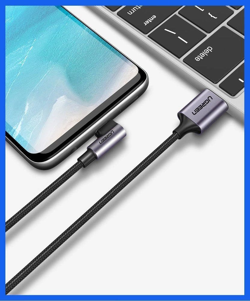 Ugreen US284 50942 USB-A (straight) / USB-C (angled) cable 3A 2m - grayeng