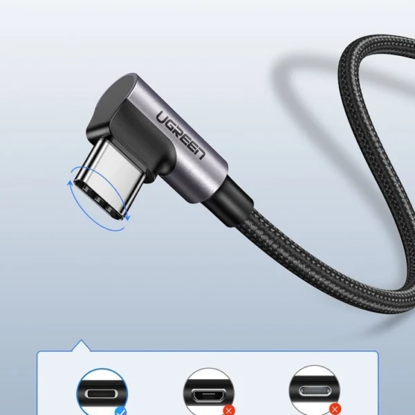 Ugreen US284 50942 USB-A (straight) / USB-C (angled) cable 3A 2m - grayeng