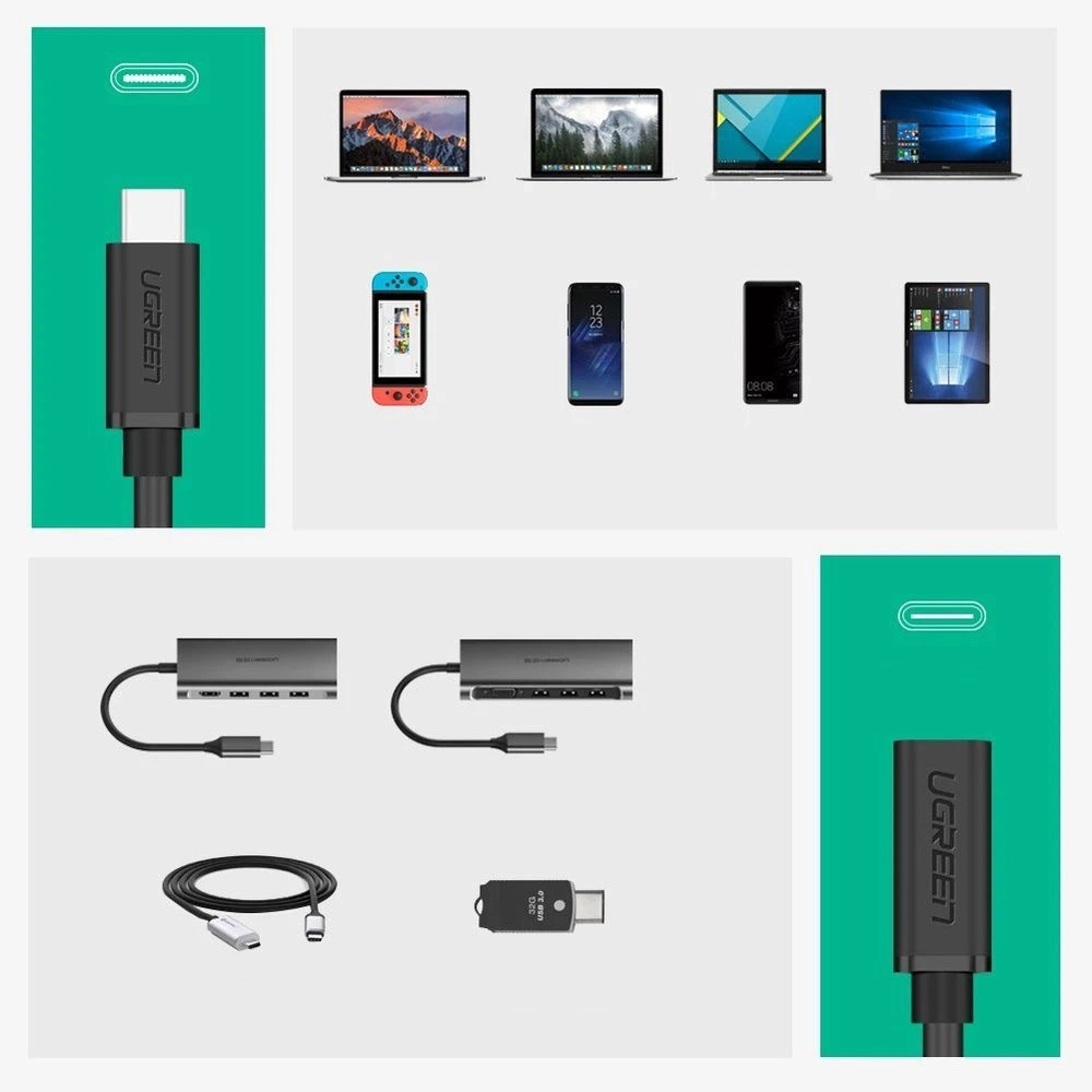 Ugreen 40574 USB-C - USB-C 5Gb/s cable 0.5m - blackeng