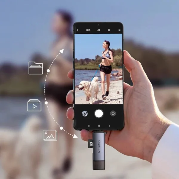 Ugreen CM185 50706 reader for SD / micro SD cards on USB-A 3.0 / USB-C 3.0 - grayeng