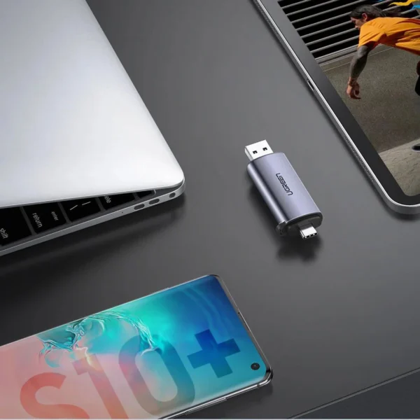 Ugreen CM185 50706 reader for SD / micro SD cards on USB-A 3.0 / USB-C 3.0 - grayeng