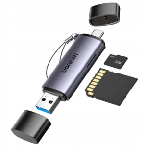 Ugreen CM185 50706 reader for SD / micro SD cards on USB-A 3.0 / USB-C 3.0 - grayeng