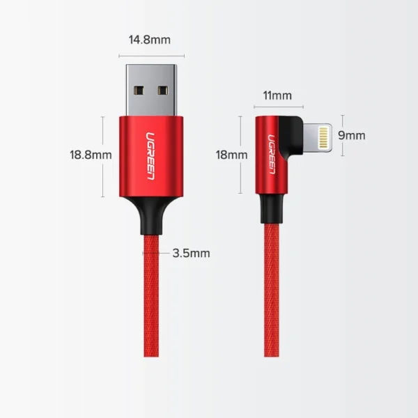 Ugreen US299 60521 angled Lightning / USB-A MFi cable 2.4A 1m - blackeng