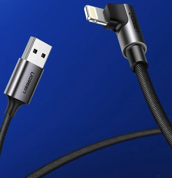 Ugreen US299 60521 angled Lightning / USB-A MFi cable 2.4A 1m - blackeng
