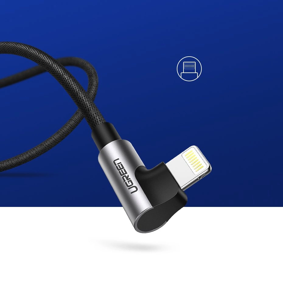 Ugreen US299 60521 angled Lightning / USB-A MFi cable 2.4A 1m - blackeng