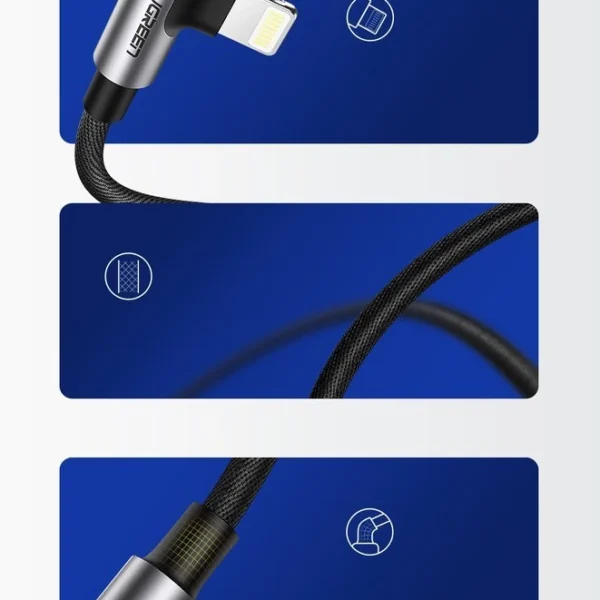 Ugreen US299 60521 angled Lightning / USB-A MFi cable 2.4A 1m - blackeng