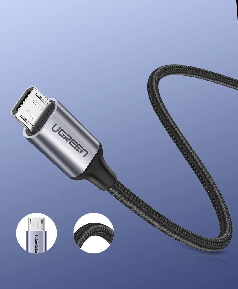 Ugreen US290 60146 USB-A / micro USB 2.4A cable 1m - grayeng