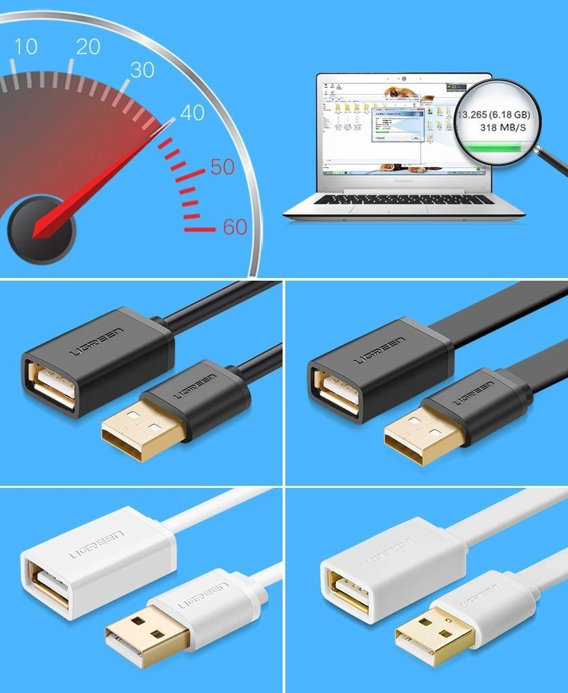 Ugreen cable adapter USB (female) - USB (male) 2m black (10316)eng