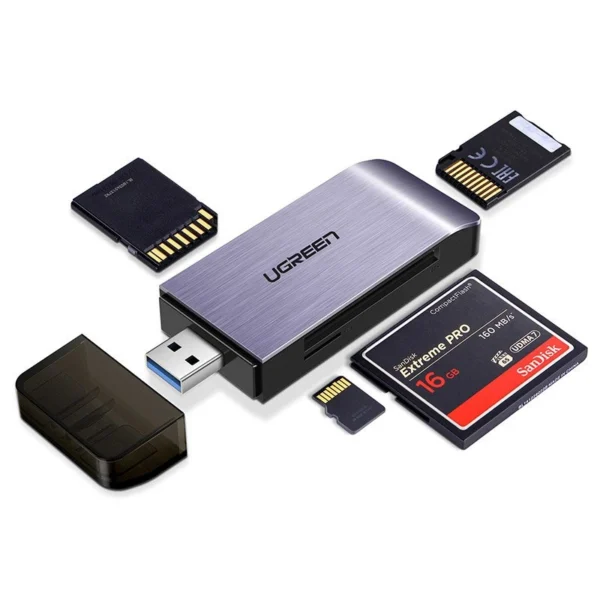 Ugreen SD / micro SD / CF / MS card reader for USB 3.0 gray (50541)eng