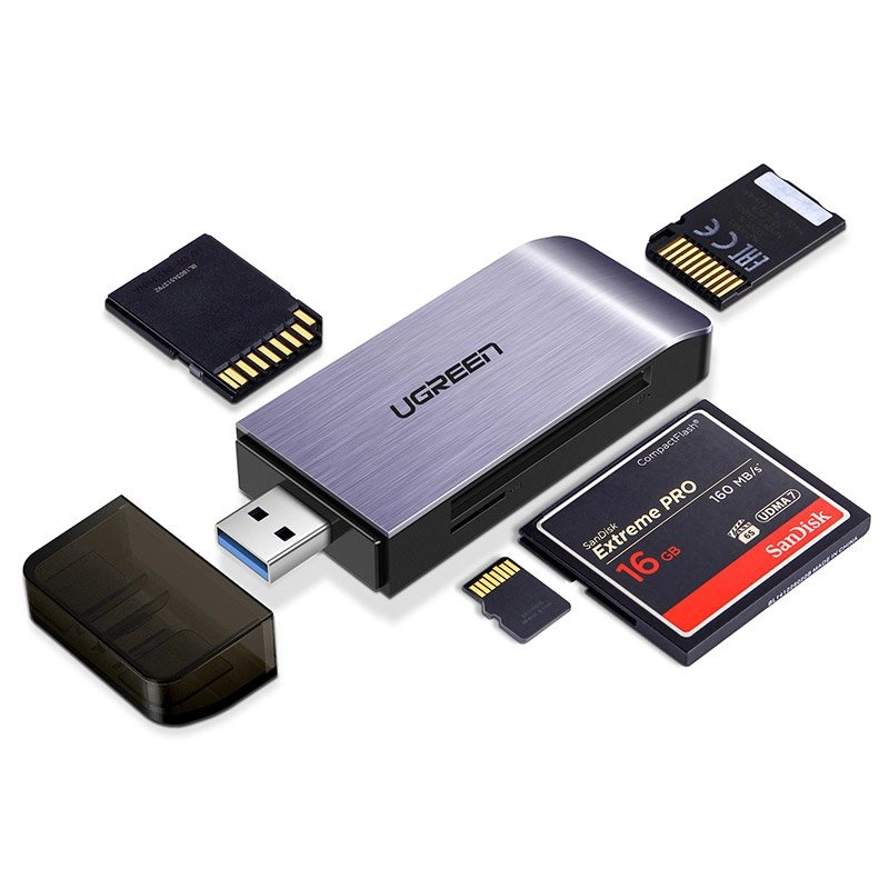 Ugreen SD / micro SD / CF / MS card reader for USB 3.0 gray (50541)eng