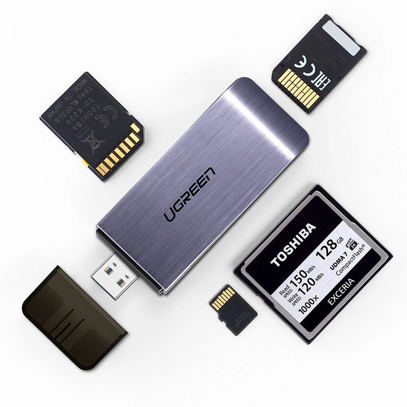 Ugreen SD / micro SD / CF / MS card reader for USB 3.0 gray (50541)eng