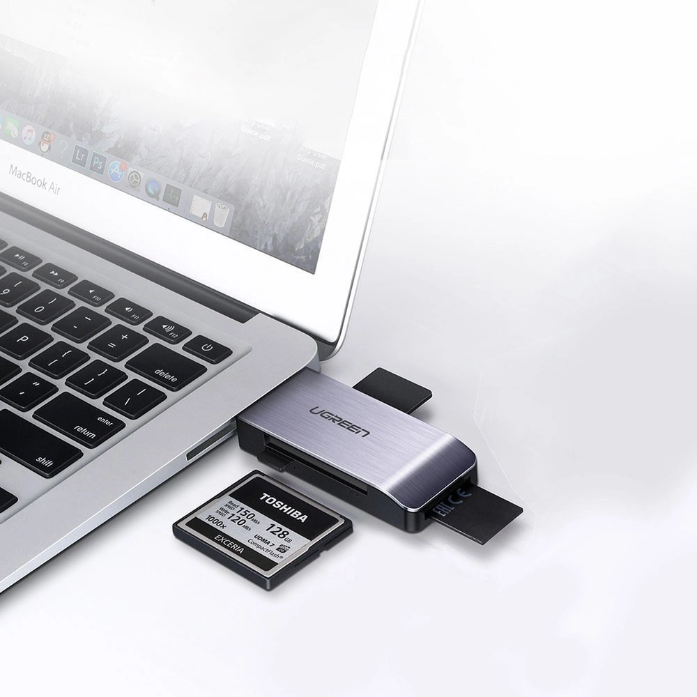 Ugreen SD / micro SD / CF / MS card reader for USB 3.0 gray (50541)eng