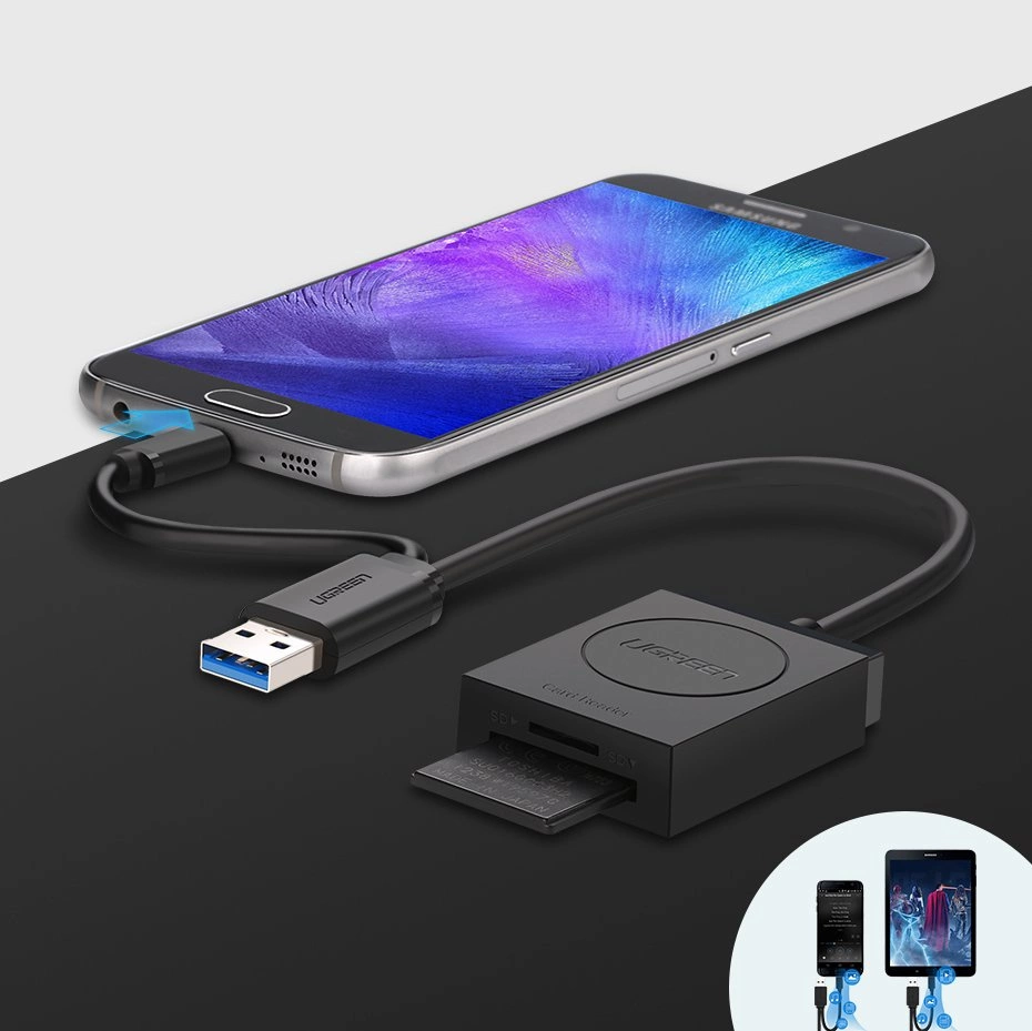 Ugreen SD / micro SD card reader to USB 3.0 black (20250)eng