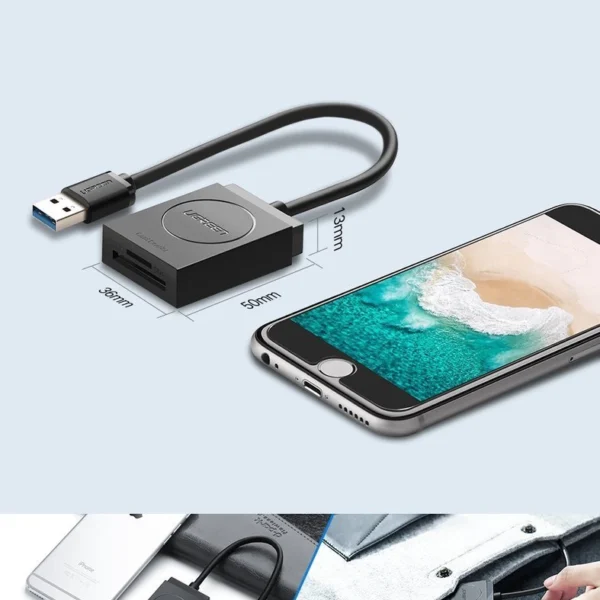 Ugreen SD / micro SD card reader to USB 3.0 black (20250)eng