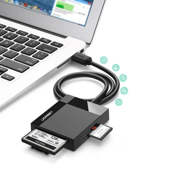 Ugreen CR125 30231 SD / micro SD / CF / MS memory card reader with 1m USB 3.0 cable - blackeng