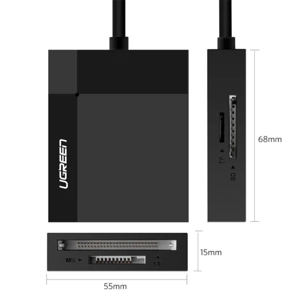 Ugreen CR125 30231 SD / micro SD / CF / MS memory card reader with 1m USB 3.0 cable - blackeng