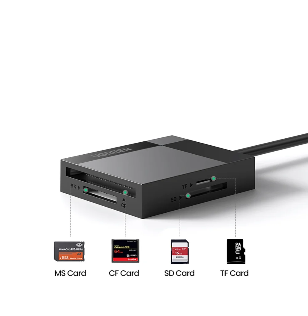 Ugreen CR125 30231 SD / micro SD / CF / MS memory card reader with 1m USB 3.0 cable - blackeng