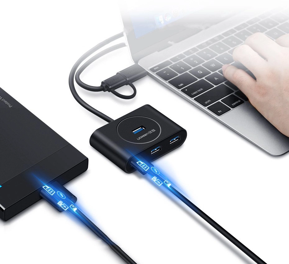 Ugreen HUB 4x USB 3.2 Gen 1 (0.5 m cable) black (20290)eng