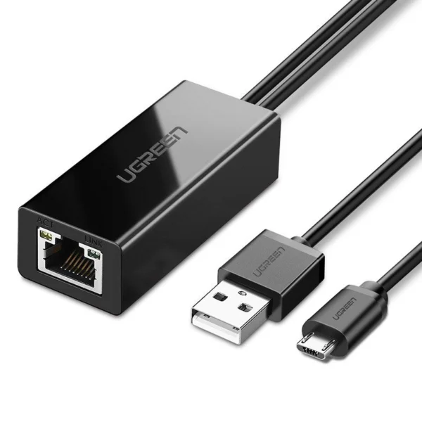 Ugreen 30985 external network card for Chromecast with micro USB / USB-A connectors 100Mb/s 1m - blackeng
