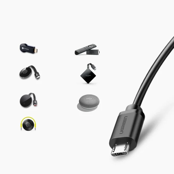 Ugreen 30985 external network card for Chromecast with micro USB / USB-A connectors 100Mb/s 1m - blackeng
