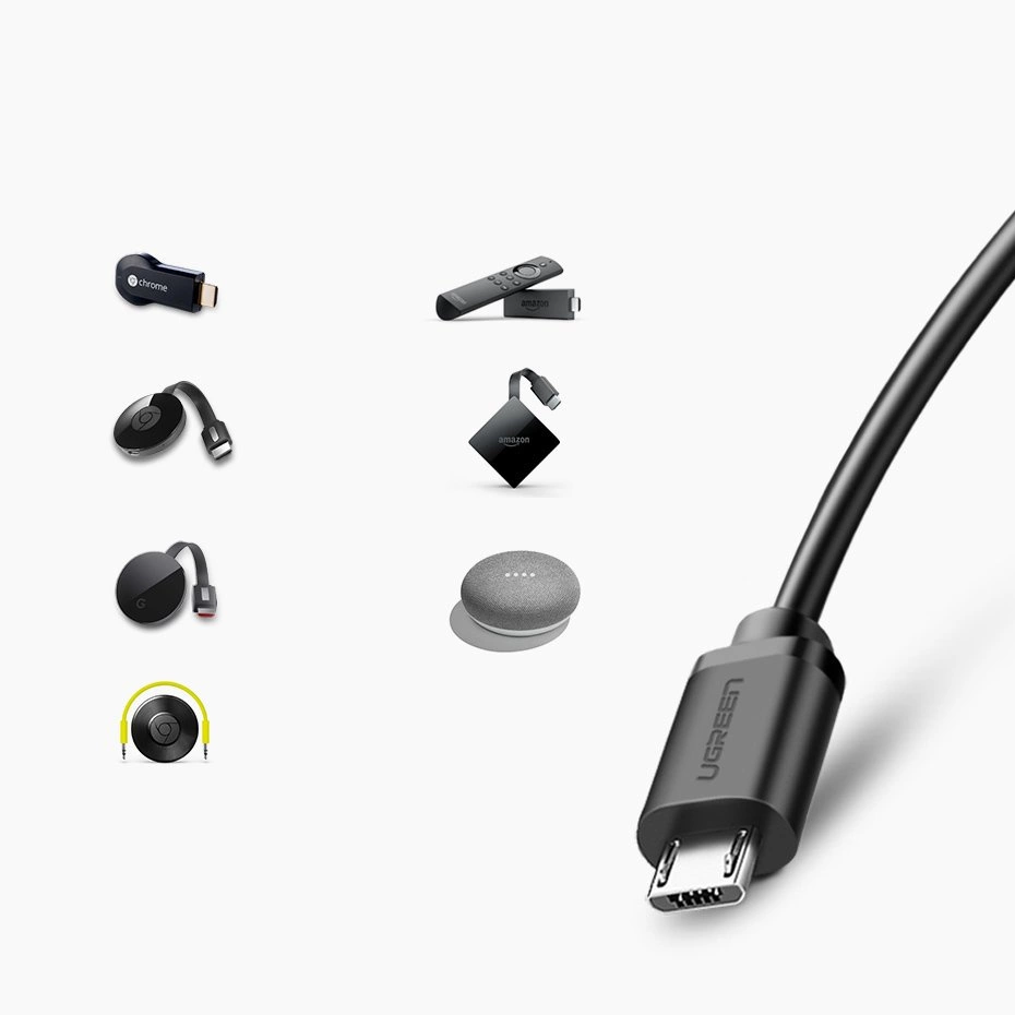 Ugreen 30985 external network card for Chromecast with micro USB / USB-A connectors 100Mb/s 1m - blackeng
