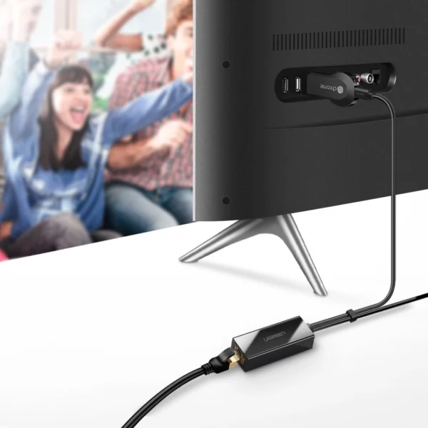 Ugreen 30985 external network card for Chromecast with micro USB / USB-A connectors 100Mb/s 1m - blackeng