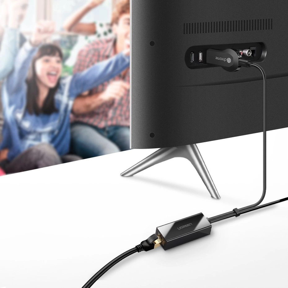 Ugreen 30985 external network card for Chromecast with micro USB / USB-A connectors 100Mb/s 1m - blackeng