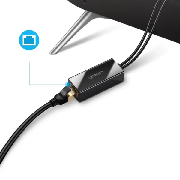 Ugreen 30985 external network card for Chromecast with micro USB / USB-A connectors 100Mb/s 1m - blackeng