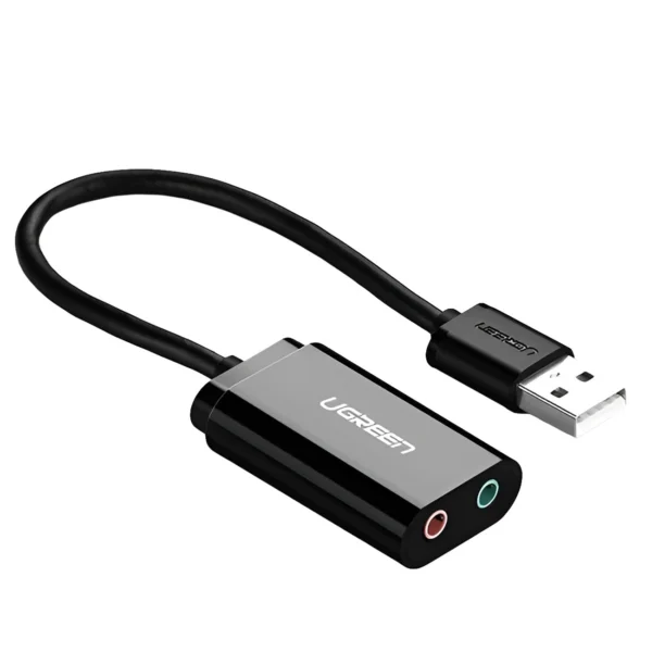 Ugreen external sound card music adapter USB - 3.5 mm mini jack 15cm black (30724)eng