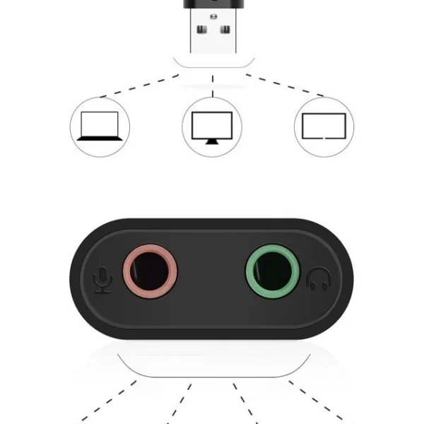 Ugreen external sound card music adapter USB - 3.5 mm mini jack 15cm black (30724)eng