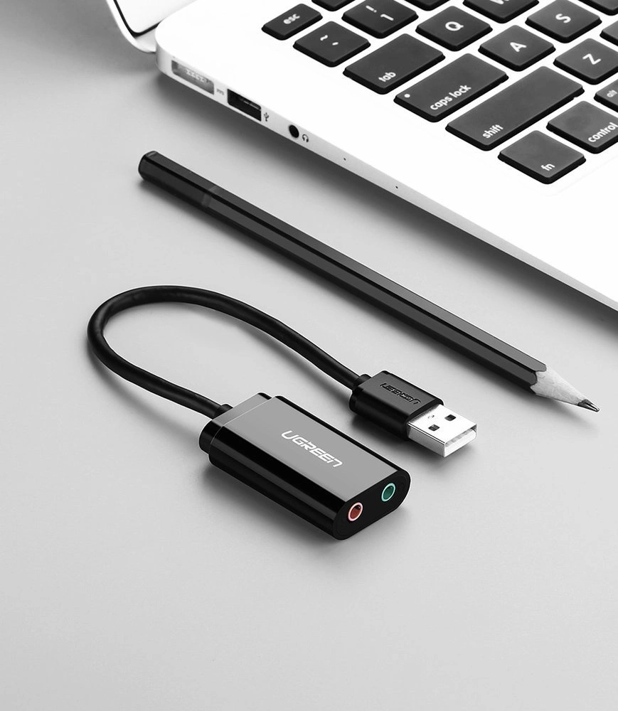 Ugreen external sound card music adapter USB - 3.5 mm mini jack 15cm black (30724)eng