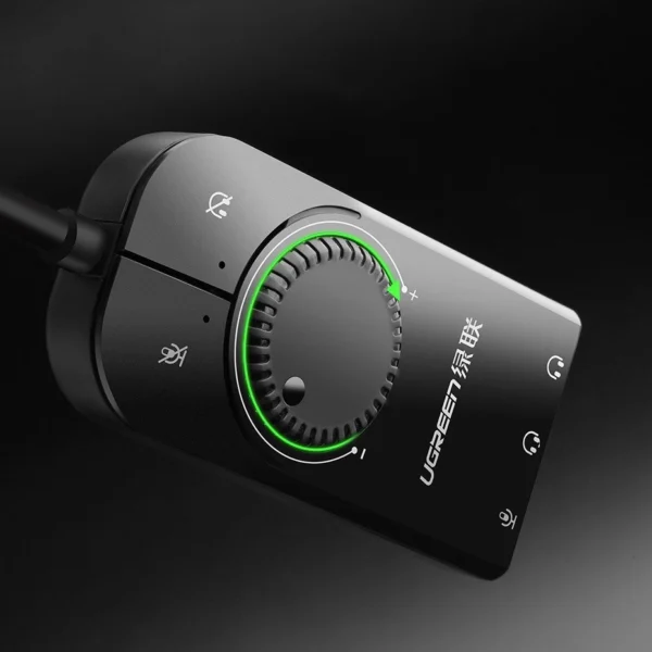 Ugreen external sound card music adapter USB - 3.5 mm mini jack with volume control 15 cm black (40964)eng
