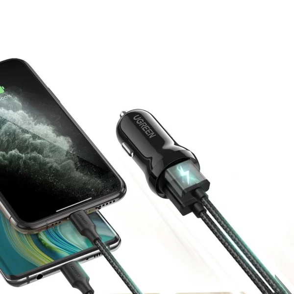 Ugreen car charger 2x USB 24W 4.8 A (2x 2.4 A) black (50875)eng