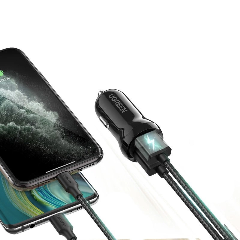 Ugreen car charger 2x USB 24W 4.8 A (2x 2.4 A) black (50875)eng
