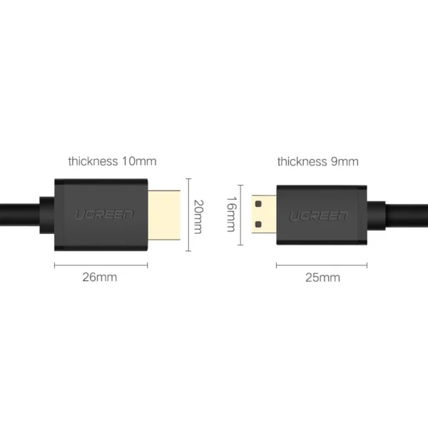 Ugreen cable HDMI - mini HDMI cable 19 pin 2.0v 4K 60Hz 30AWG 1.5m black (11167)eng